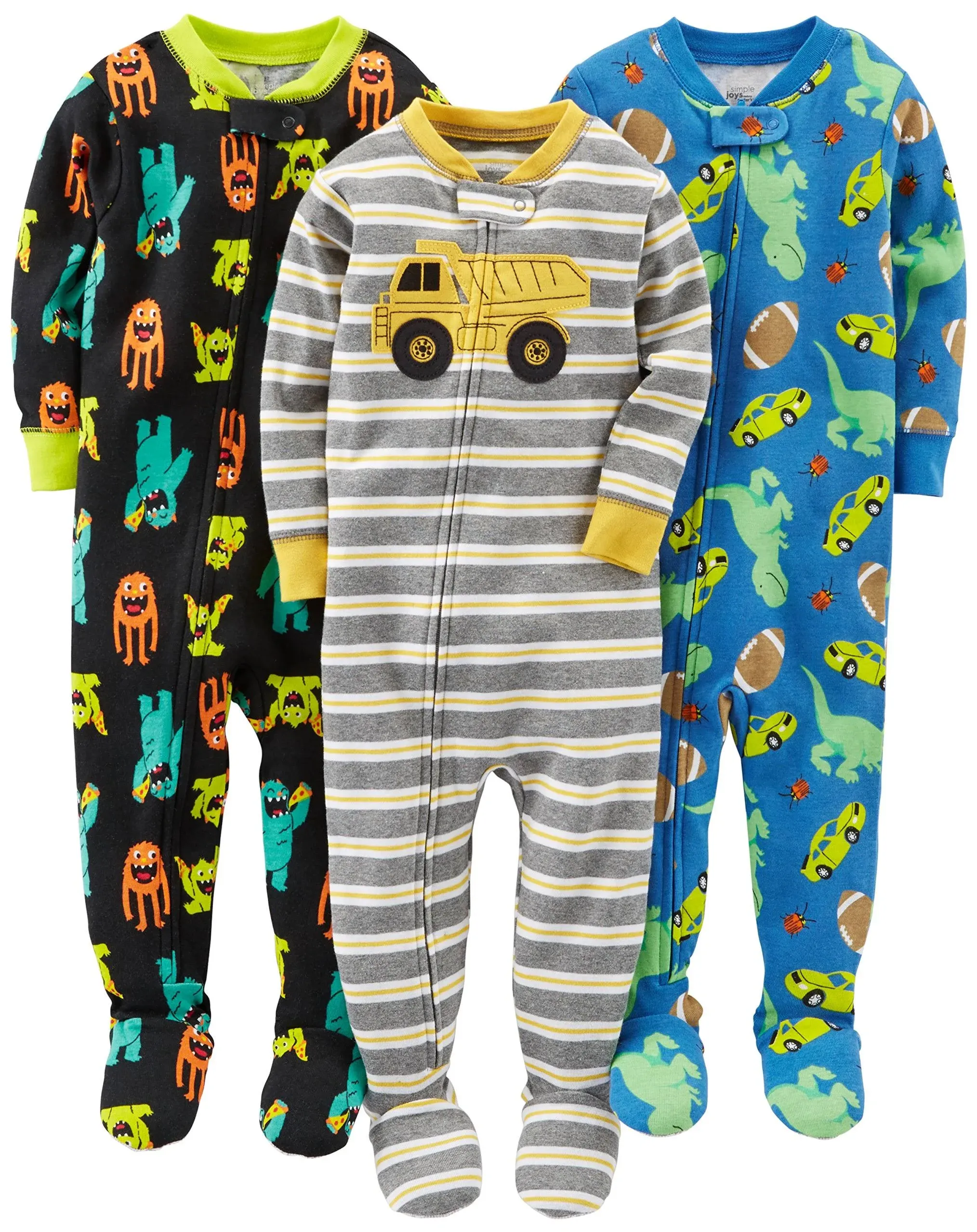 Simple Joys by Carter's Boys' 3-Pack Snug Fit Footed Cotton Pajamas