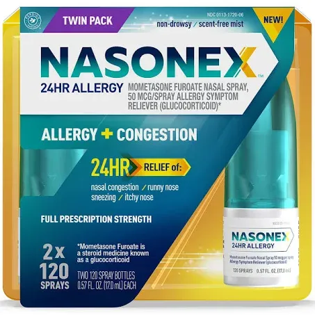 Nasonex 24hr Allergy Nasal Spray - 120, 2 Pack