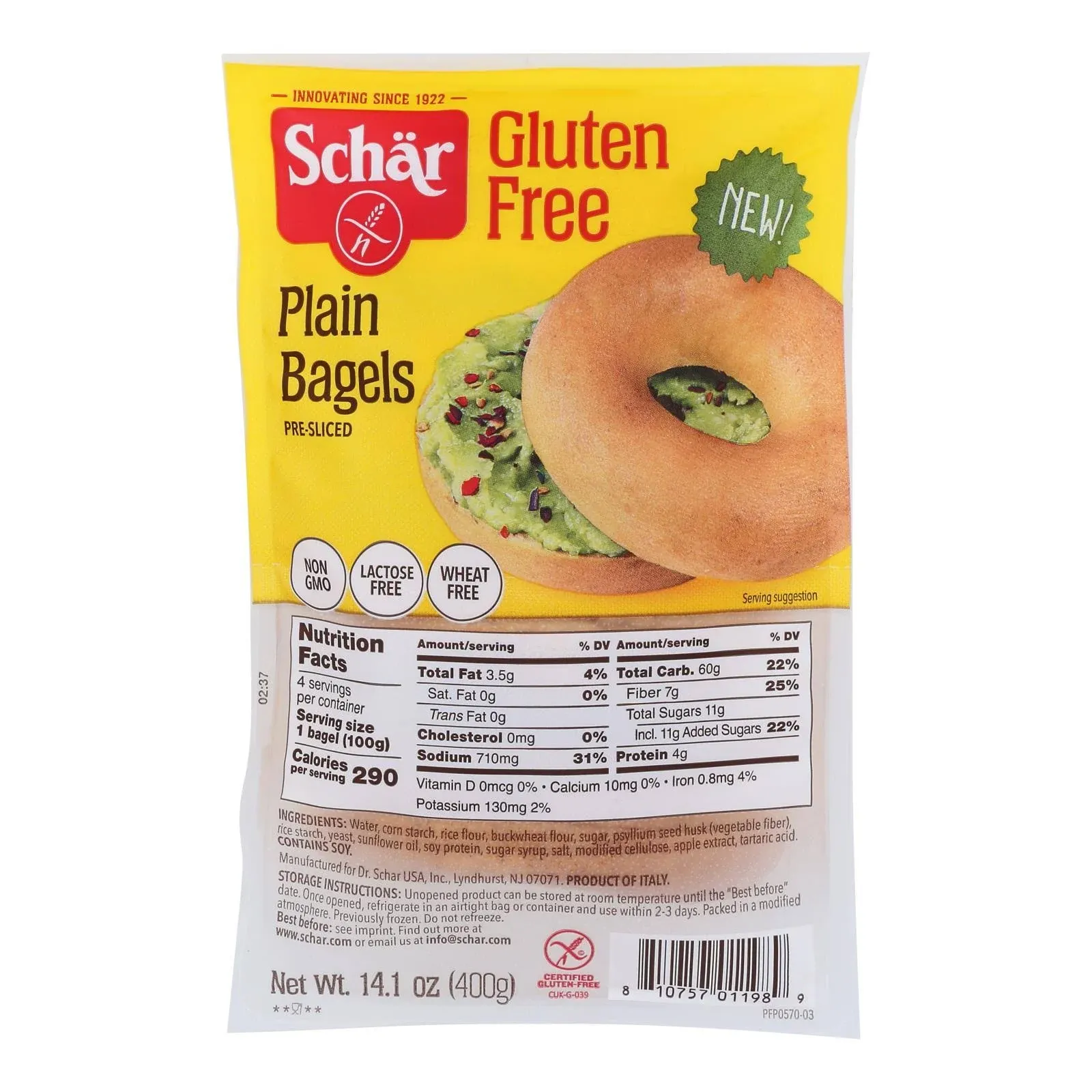 Schar Gluten Free Plain Bagels 14.1 Ounce