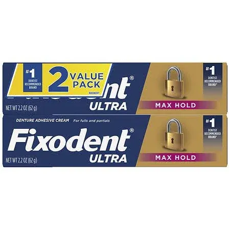 Fixodent Ultra Max Hold Secure Denture Adhesive No flavor - 4.4 oz