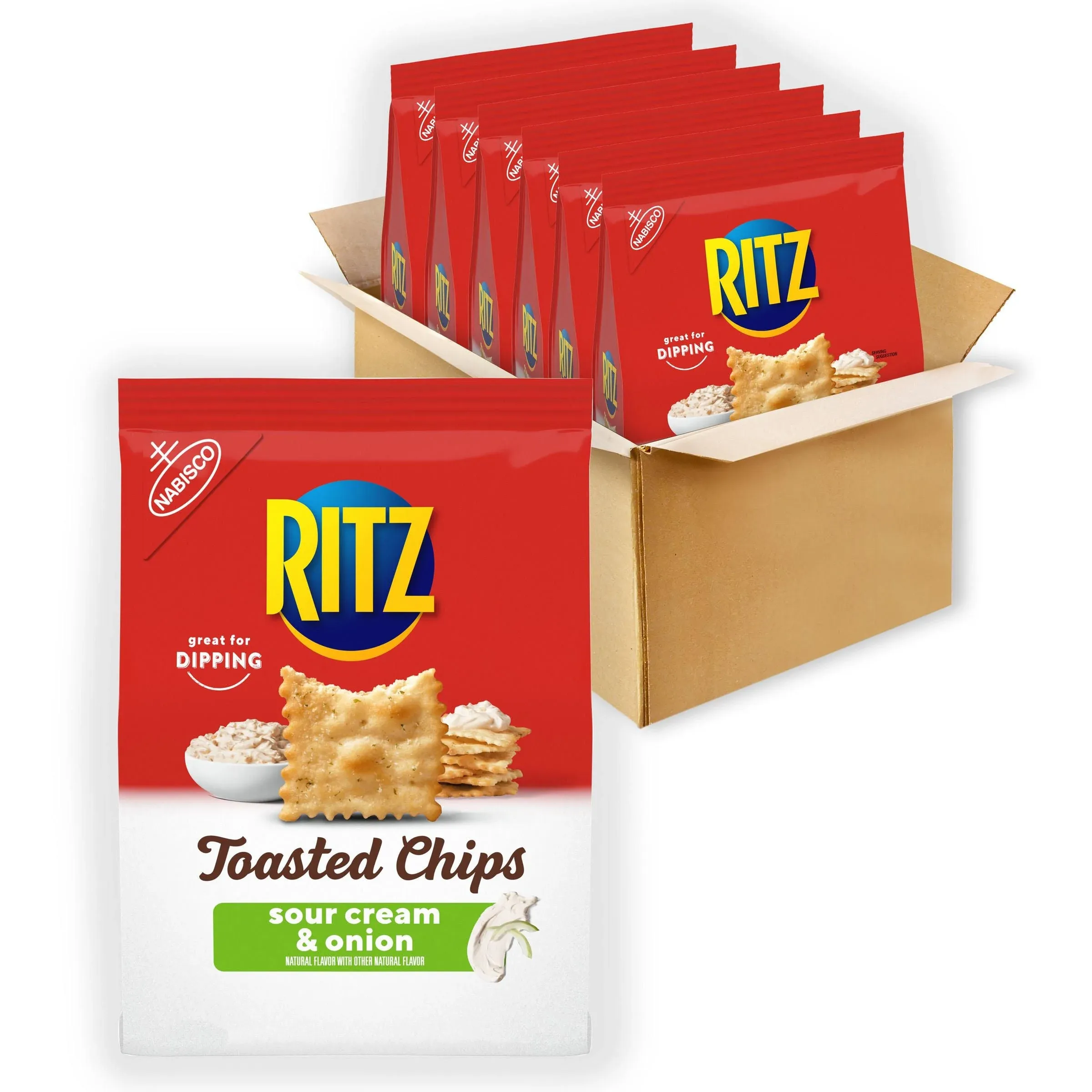 New RITZ Toasted Chips Sour Cream and Onion Crackers,8.1 Oz Bags(Pack of 6)