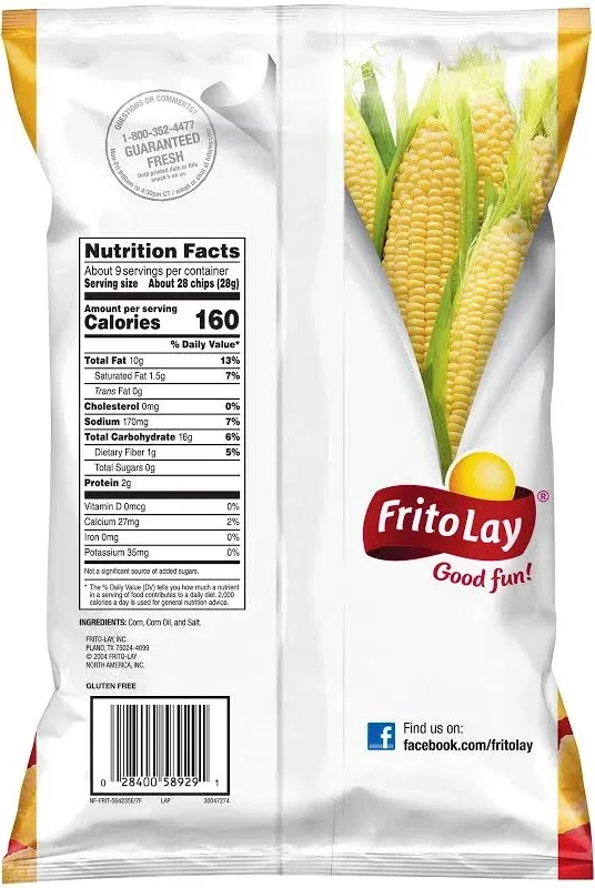 Fritos Regular Corn Chips, 9.25 oz Single Bag