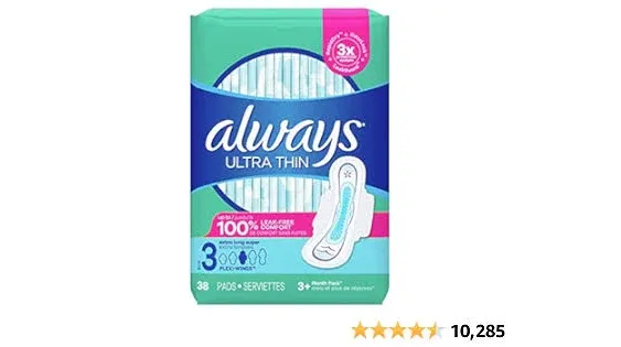 Always Ultra Thin Size 3 Extra Long Super with Flexi-Wings Pads 38 ct Pack