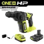 Ryobi PSBRH01B-PSK005 ONE+ HP 18V Brushless Cordless Compact 5/8 in. SDS Rotary Hammer with 2.0 Ah Battery and Charger