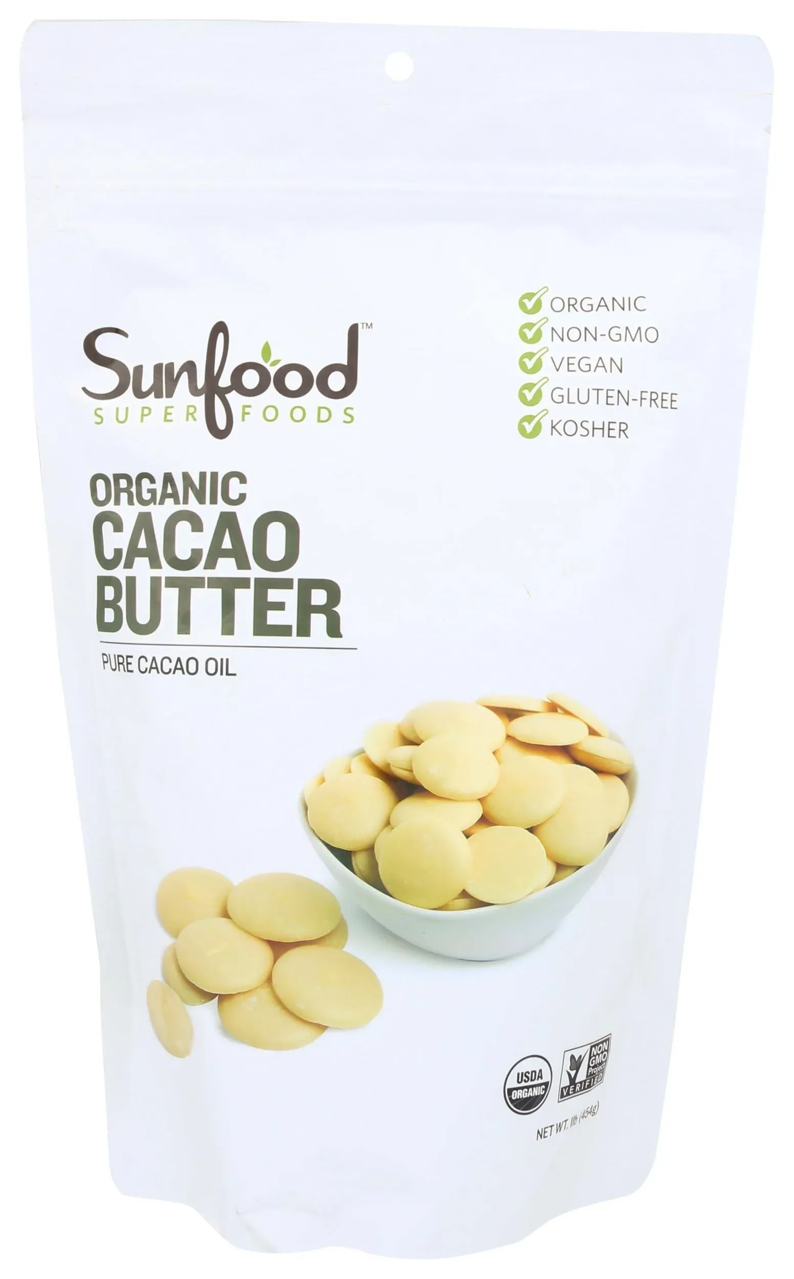 Sunfood Cacao Butter - 1 lb FRESH, FREE SHIPPING, MADE IN USA