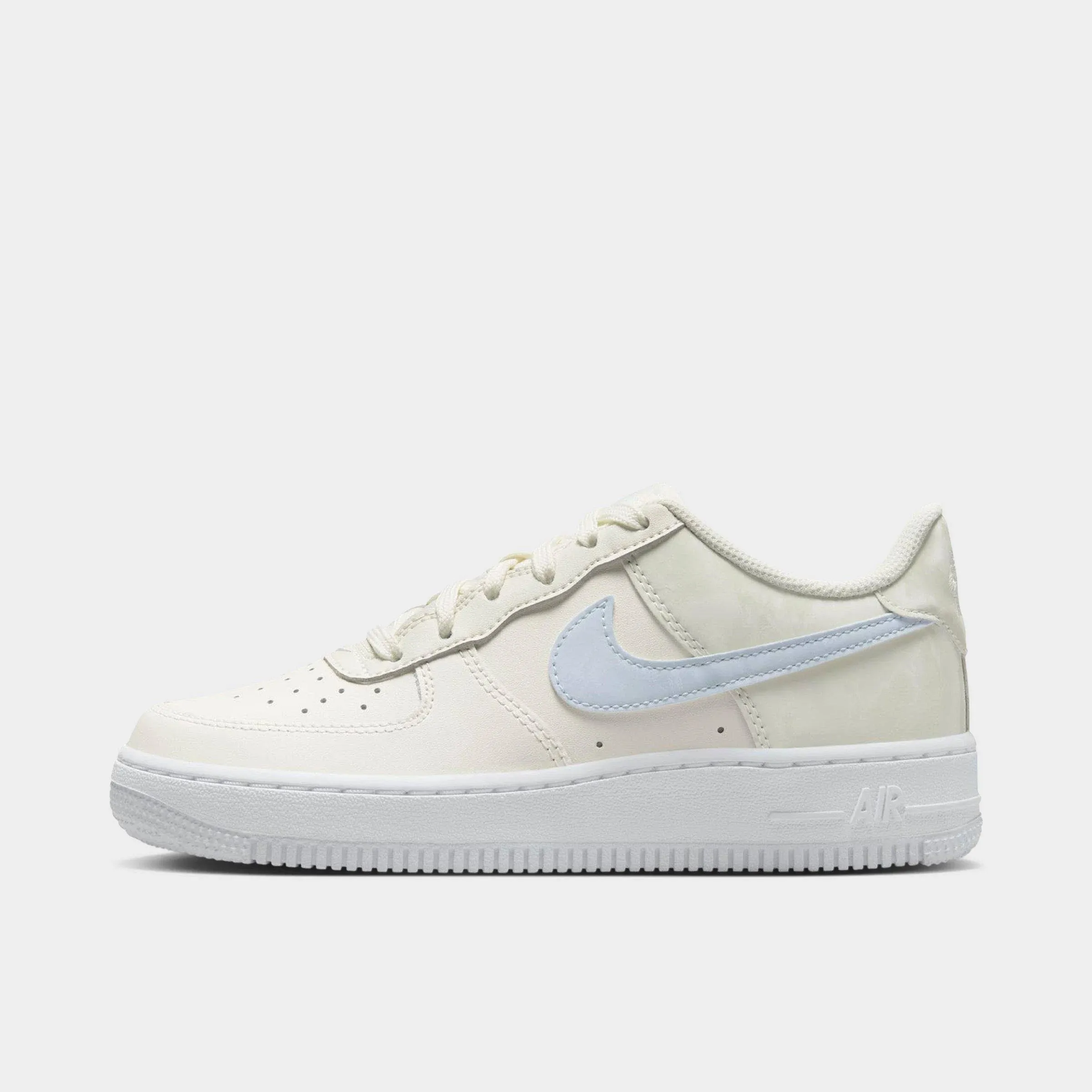 Nike Air Force 1 Pale Ivory/Sea Glass/White/Football Grey Grade School Girls' Shoes, Size: 6.5