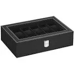 SONGMICS Lockable Watch Box with Keys Black + Black / 12 Slot