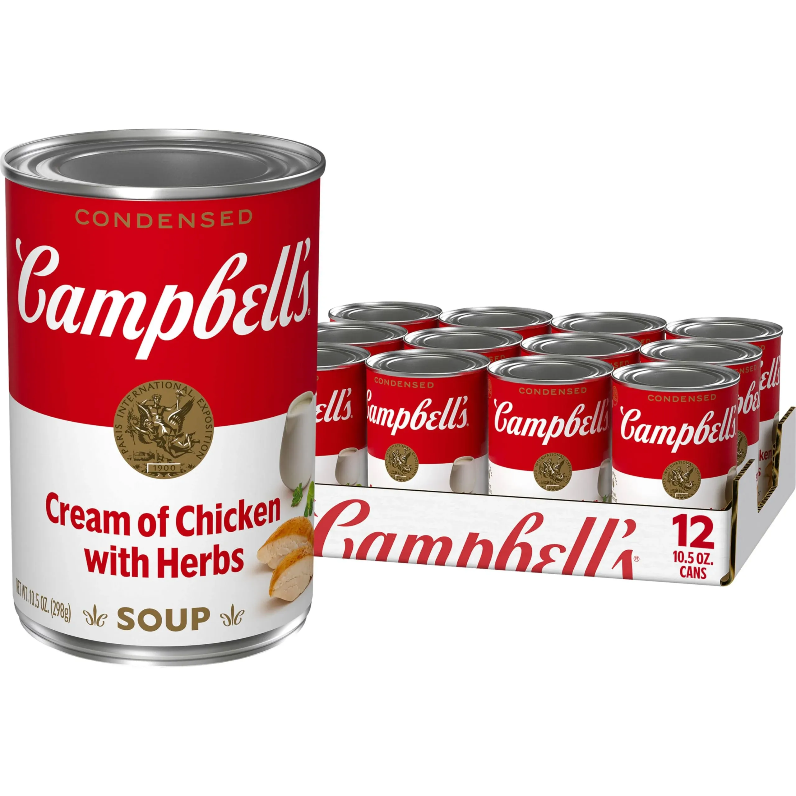 Campbell&#039;s\xa0Con<wbr/>densed Cream of Chicken with Herbs Soup 10.5 Ounce Can Pack of 12