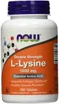 Now Supplements, L-Lysine (L-Lysine Hydrochloride) 1,000 mg, Double Strength, Amino Acid, 100 Tablets