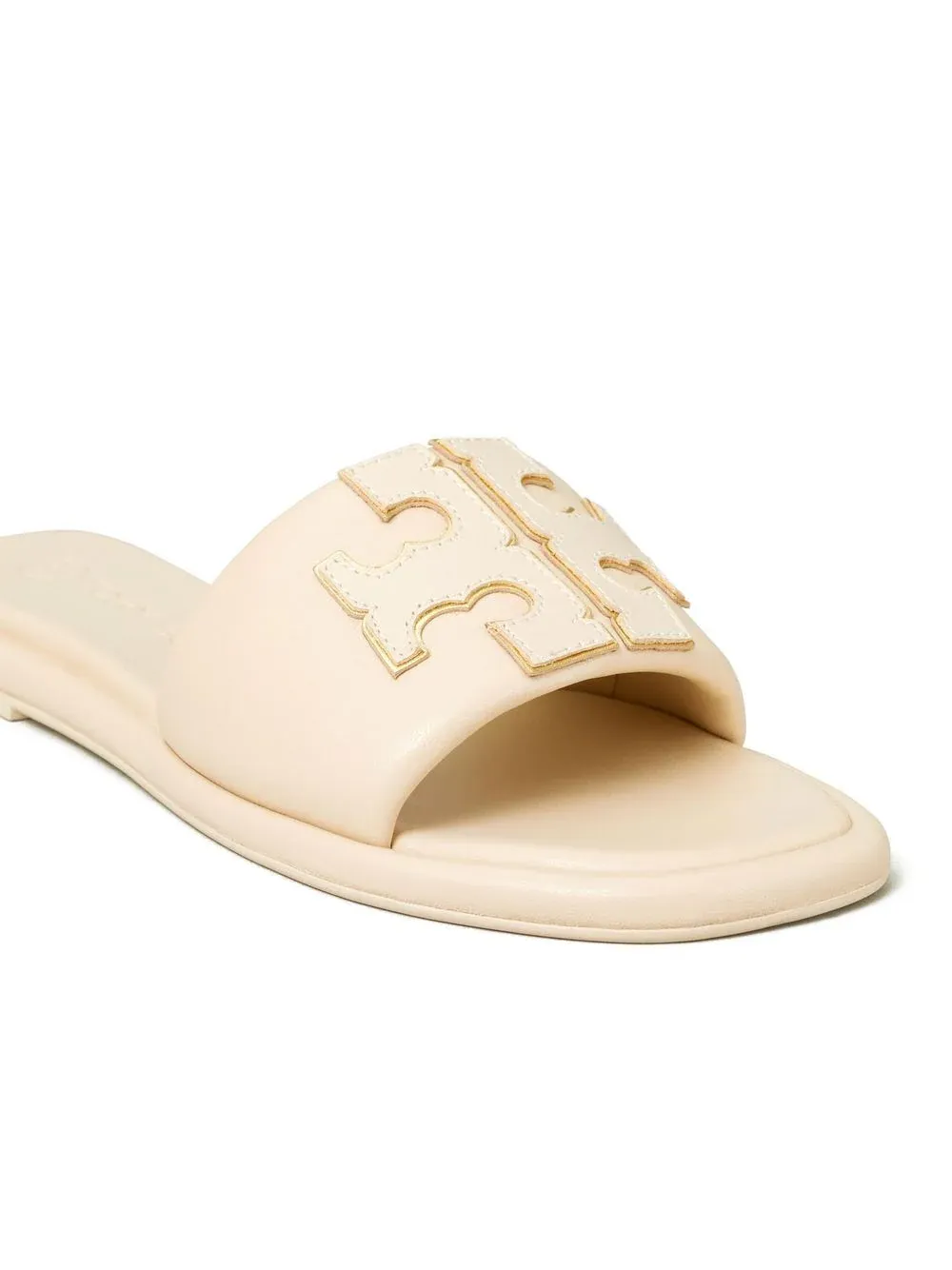 Tory Burch Double T Leather Slides - 6