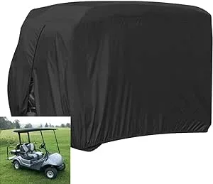 FLYMEI Golf Cart Cover Waterproof, 420D Fabric Universal Fits for Most Brand 2/2+2/4/4+2 Passengers Yamaha, Honda, Club Car, EZGO Golf Cart