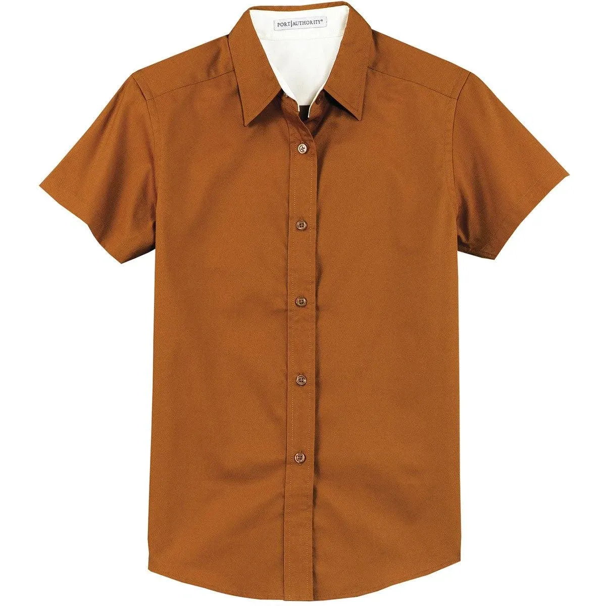 Port Authority L508 Ladies Short Sleeve Easy Care Shirt - Texas Orange/Light ...