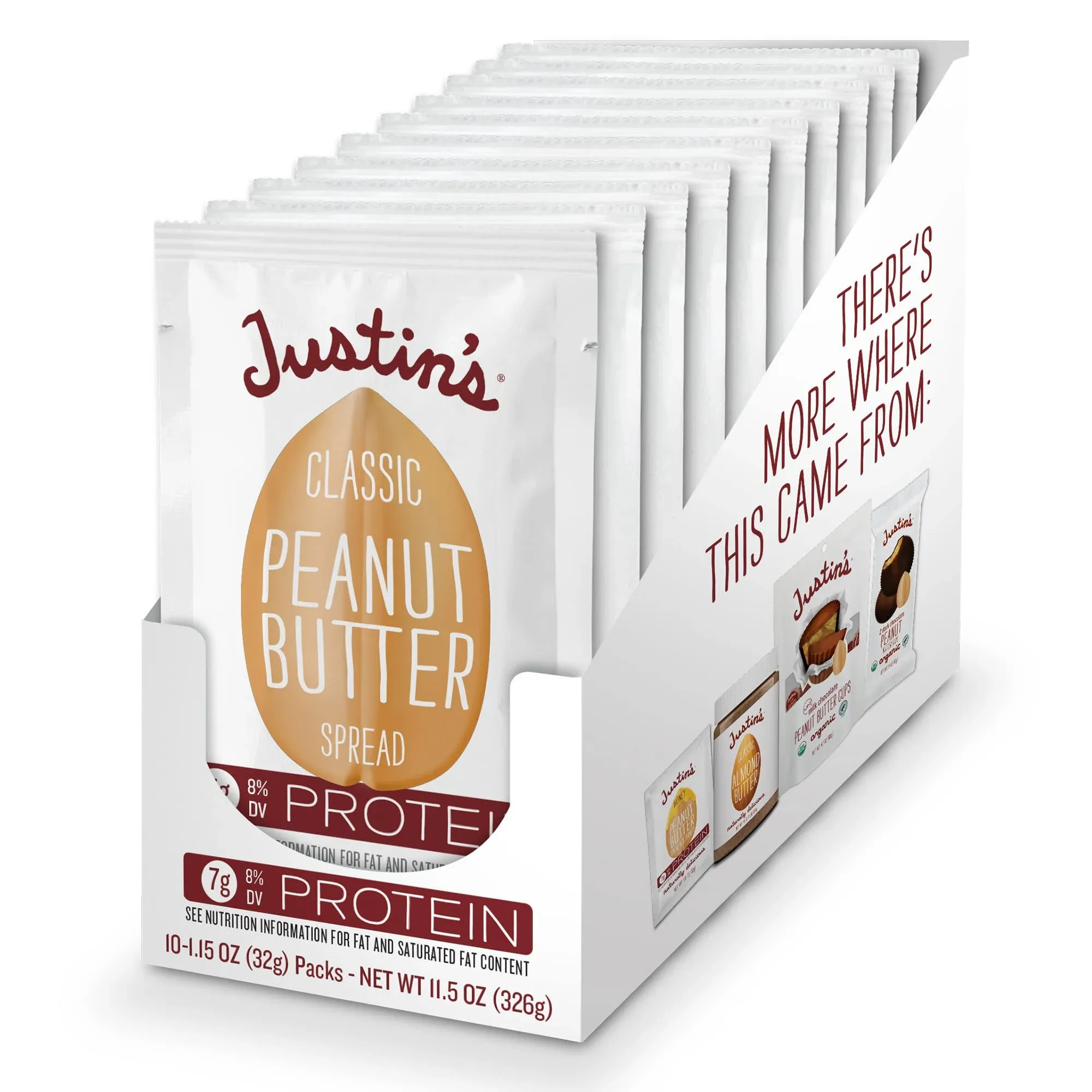 Justin's Classic Peanut Butter Squeeze - 1.15oz / 10ct