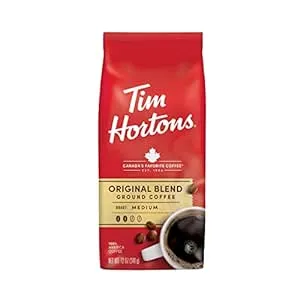 Tim Hortons Original Blend, Medium Roast Ground Coffee, Perfectly Balanced, Always Smooth, Made with 100% Arabica Beans, 12 Ounce Bag