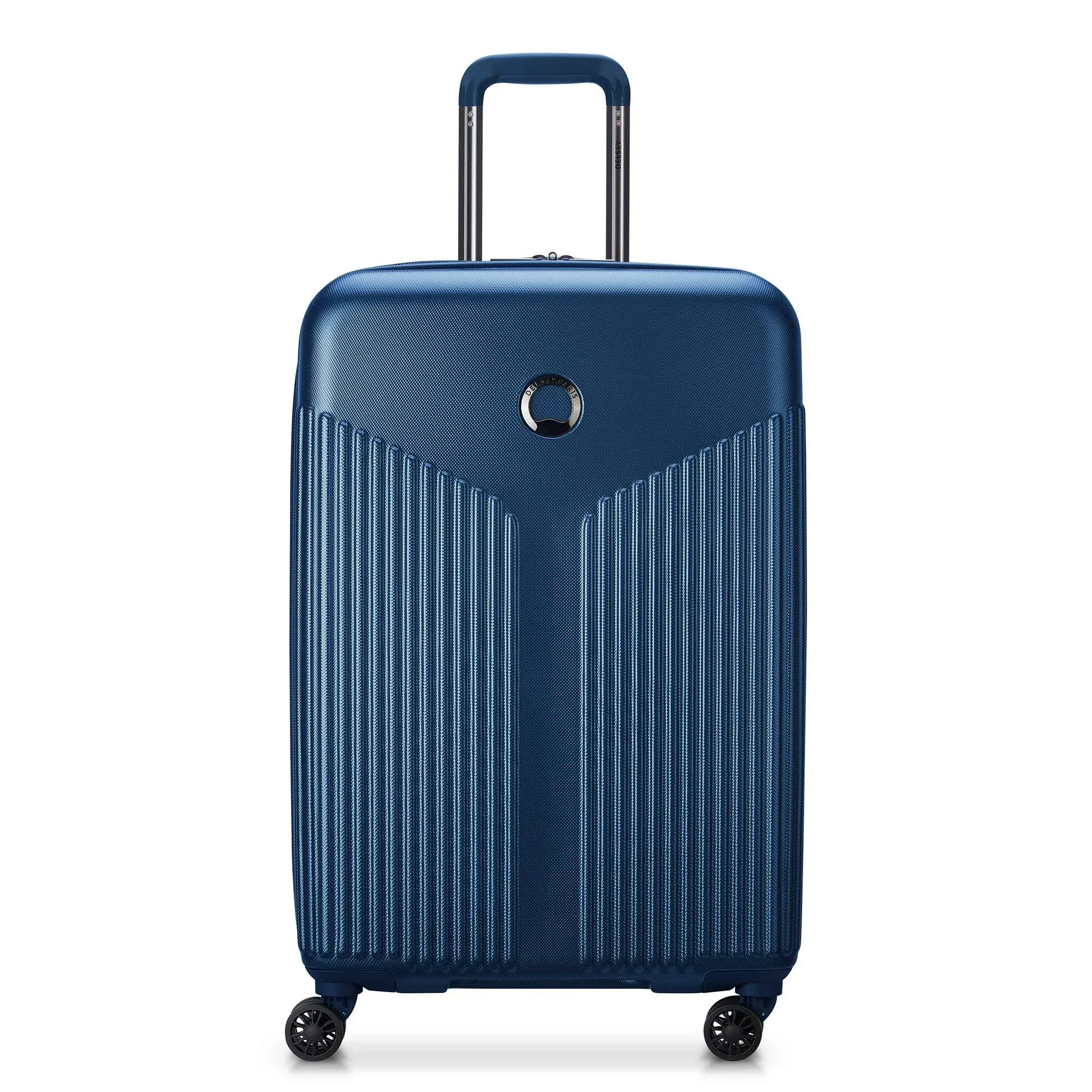 DELSEY PARIS Comete 3.0 Hardside Expandable Luggage with Spinner Wheels, Blue, Checked-Medium, 24 Inch