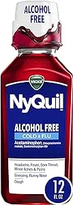 Vicks NyQuil, Alcohol Free, Cough, Cold & Flu Relief, Sore Throat, Fever & Congestion Relief, Berry, 12 Fl Oz