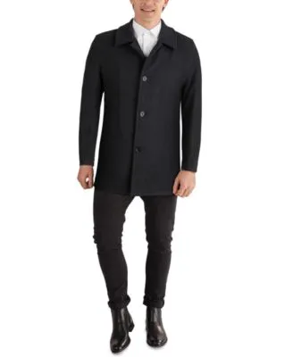 Cole Haan Men's Wool Car Coat, Navy, X-Large