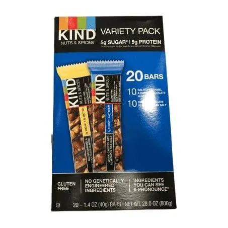 Kind Bars Nuts & Spices, Variety Pack, 1.4 oz, 20-Count