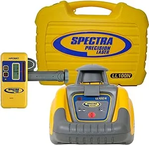 Spectra Precision LL100N Laser Level, Self-Leveling laser with HR320 Receiver, C59 Rod Clamp, Alkaline Batteries, Carry Case , Yellow