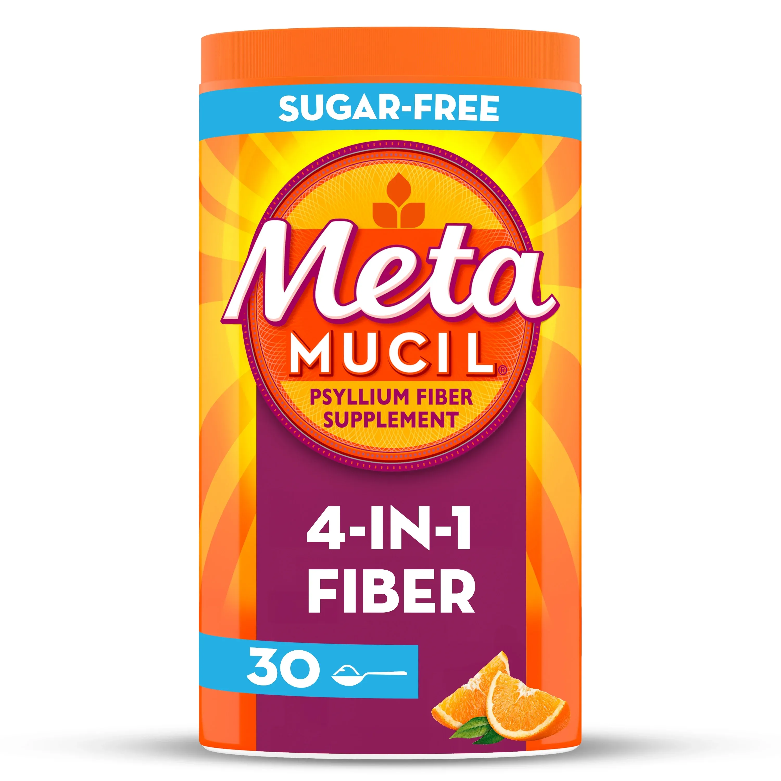 Smooth Metamucil Psyllium Fiber Supplement by Meta Orange Smooth Sugar Free Powder 15 oz 72 doses