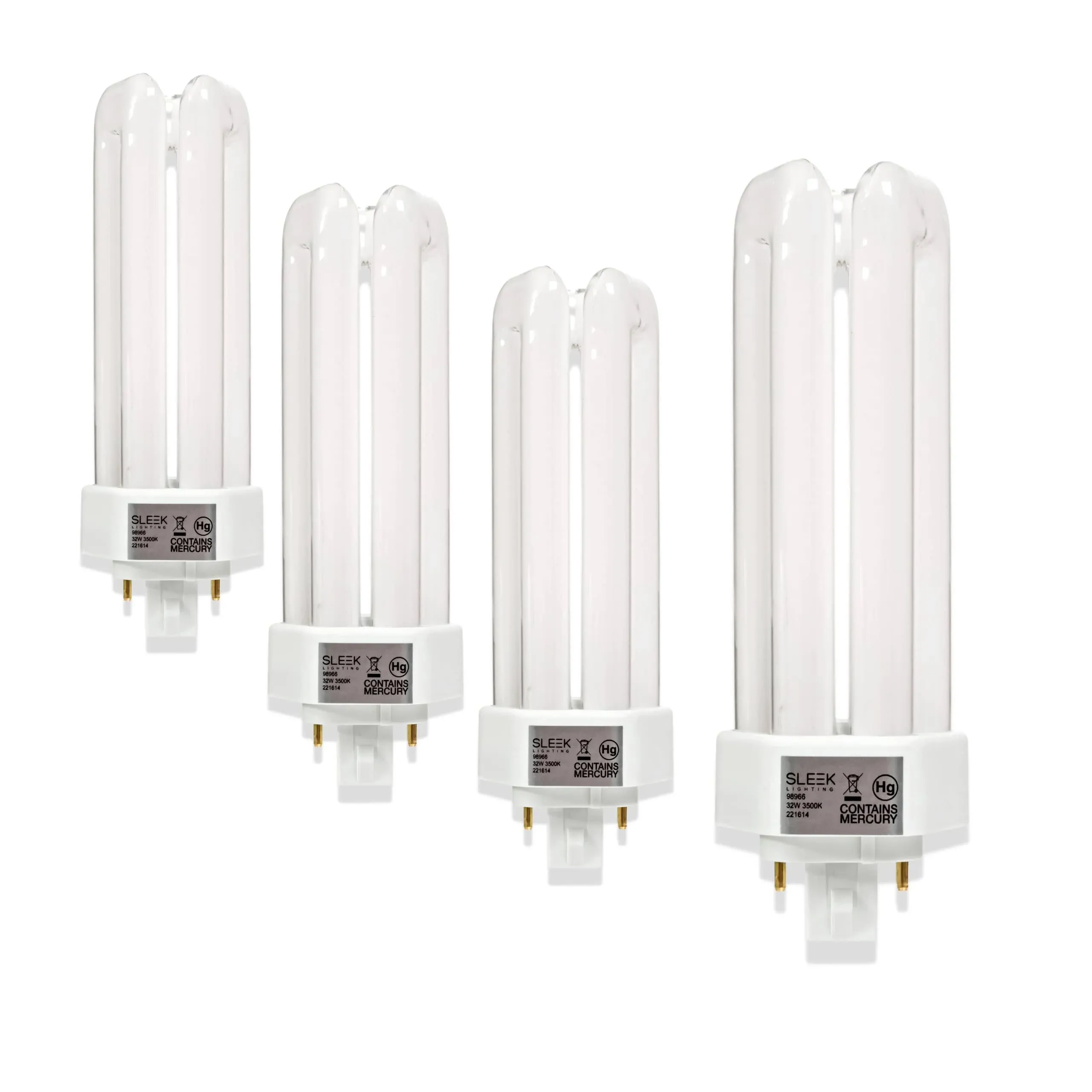 SLEEKLIGHTING 32 Watt T4 Tri Tube CFL 4 Pin GX24Q-3 Base Light Bulb 3500K 2030lm - Compact Fluorescent -Neutral White Light 4pack