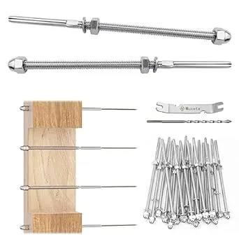 Muzata 20 Pack Cable Railing Kit Hand Swage Threaded Stud Tensioner for 1/8" Cable Railing System 4x4 2x2 Wood Metal Post Cable Railing Hardware T316 Stainless Steel CR39 CA6