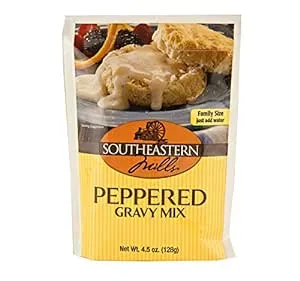 Southeastern Mills Gravy Mix Packet, Peppered Gravy Mix, Makes 3 ½ Cups of Gravy, Just Add Water, Ready in 10 Minutes, 4.5-Ounce Packet (Pack of 12)