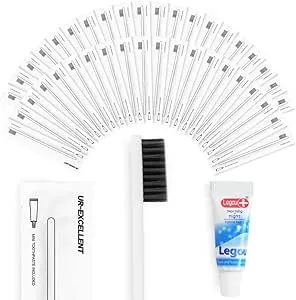 Individually Wrapped Hotel Toiletries Amenities Travel Disposable Toothbrush with Toothpaste Bulk,40 Count (Gray（40packs）)