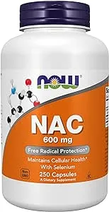 NOW Supplements, NAC (N-Acetyl Cysteine) 600 mg with Selenium, 250 Veg Capsules