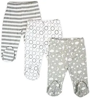 Spasilk Baby Girls Cotton Pull on Footie Pants Leggings with Feet Pack of 3 Pink Navy