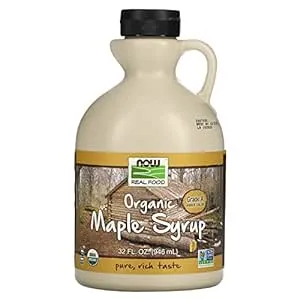 NOW Foods, Certified Organic Maple Syrup, Grade A Amber Color, 100% Pure, Light Delicate Flavor, Certified Non-GMO, 32-Ounce