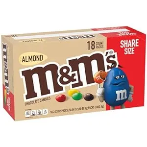 M&M's Almond Chocolate Candy Sharing Size 2.83-Ounce Pouch 18-Count Box