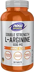 Now Foods L-Arginine 1000 mg Double Strength, 180 Tablets