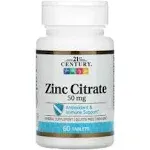 21st Century, Zinc Citrate, 50 mg, 60 Tablets