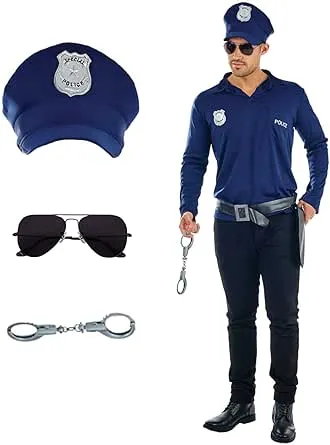 Fun Shack Mens Police Costume Men, Police Officer Costume Adult Men, Cop Costumes for Men, Police Halloween Costumes for Men