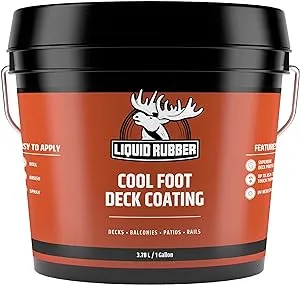 Liquid Rubber Cool Foot Deck Coating - Solar Protection Deck Paint, Non-Toxic Multi-Surface Cool Decking Sealant, Easy to Apply, Pale Brown, 1 Gallon