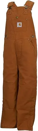 Carhartt Boys' 7 Brown Canvas Quilt Lined Bib Overall