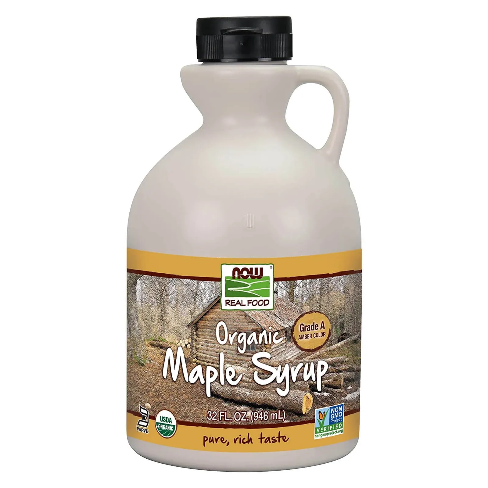 Now Foods Real Food Organic Maple Syrup Grade A Amber Color 32 Fl oz (946 ml)