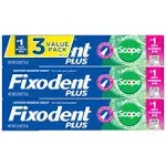 Fixodent Plus Denture Adhesive Cream Scope Flavor - 2 oz, Pack of 3