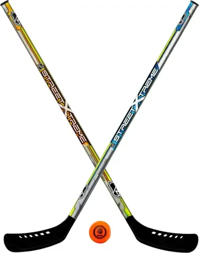 Franklin Sports Youth Street Hockey Set Includes 2 Hockey Sticks and 1 Ball..