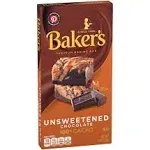 Baker's Baking Bar, Premium, Unsweetened Chocolate, 100% Cacao 4 oz