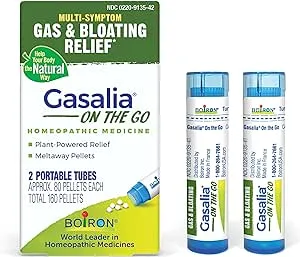 Boiron Gasalia On The Go for Relief from Gas Pressure, Abdominal Pain, Bloating, and Discomfort - 2 Count (160 Pellets)