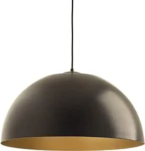 Dome LED Collection 1-Light Painted Gold Inside Metal Shade Modern Pendant Light Antique Bronze