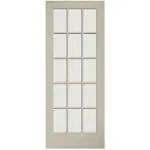 EightDoors 80" x 32" 15-Lite French Clear Glass White Prefinished Solid Wood Core Door