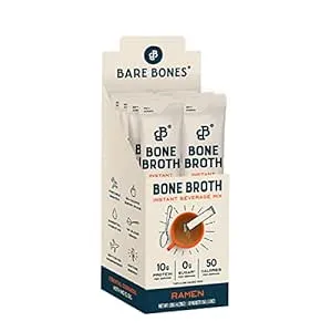 Bare Bones Bone Broth Instant Powdered Beverage Mix Ramen Pack of 8 15g Sticks 10g Protein Keto Paleo Friendly Nongmo