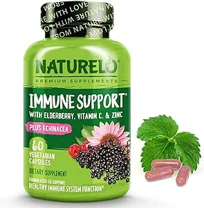 Naturelo Immune Support with Elderberry Vitamin C & Zinc Plus Echinacea - 60 Vegetarian