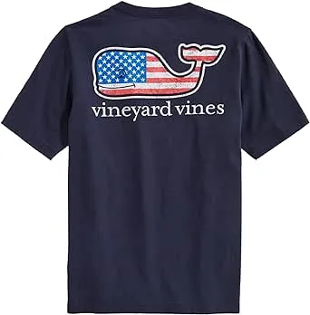 vineyard vines Boys' Flag Whale Short Sleeve Pocket Tee