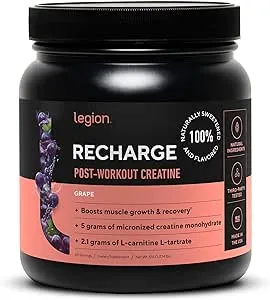 Legion Recharge Post Workout Supplement - All Natural Muscle Builder & Recovery Drink with Micronized Creatine Monohydrate 60 Servings (grape)