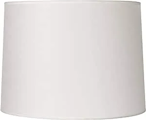 Hardback White Medium Drum Lamp Shade 13" Top x 14" Bottom x 10" Slant x 10" High (Spider) Replacement with Harp and Finial - Springcrest