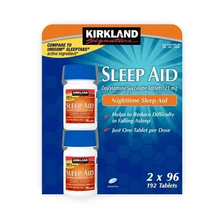 Kirkland Nighttime Sleep Aid 192 Tablets Non-Habit Forming Compare to Unisom